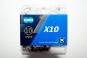 Фото товара «Цепь KMC - X10 1/2" x 11/128", 114 звеньев, черно/серебряная»